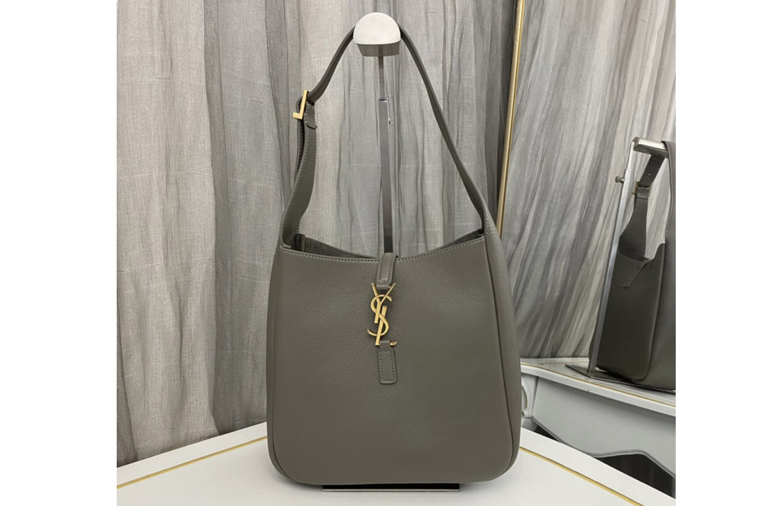 Saint Laurent 713938 YSL LE 5 A 7 SOFT SMALL IN Grey SMOOTH LEATHER
