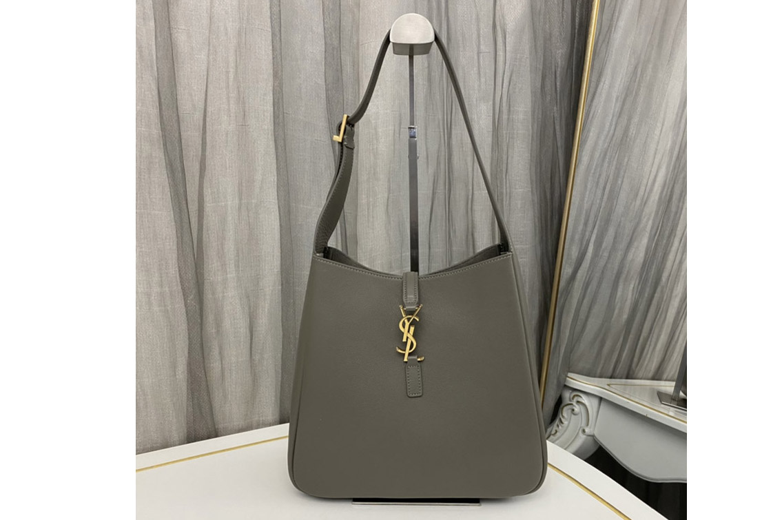 Saint Laurent 713939 YSL LE 5 A 7 SOFT SMALL Bag IN Grey SMOOTH LEATHER