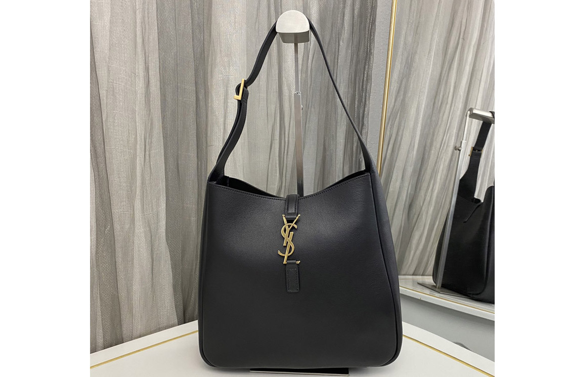 Saint Laurent 713939 YSL LE 5 A 7 SOFT SMALL Bag IN Black SMOOTH LEATHER