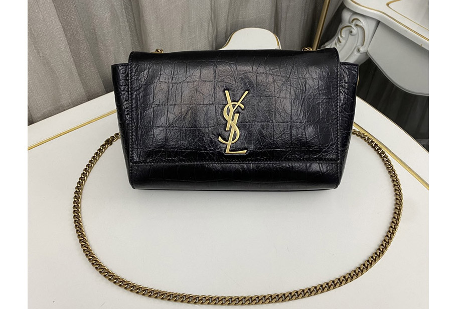 Saint Laurent 721250 YSL Kate Small Chain bag in Black Print Crocodile Leather