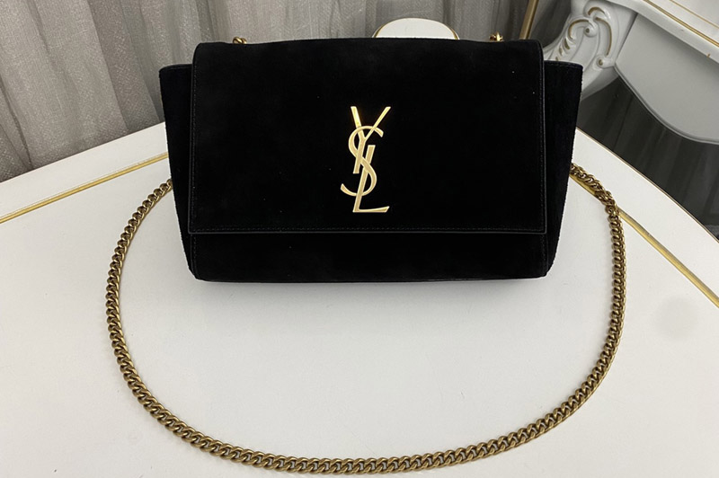 Saint Laurent 721250 YSL Kate Small SUPPLE/REVERSIBLE Chain bag in Black Suede and Leather