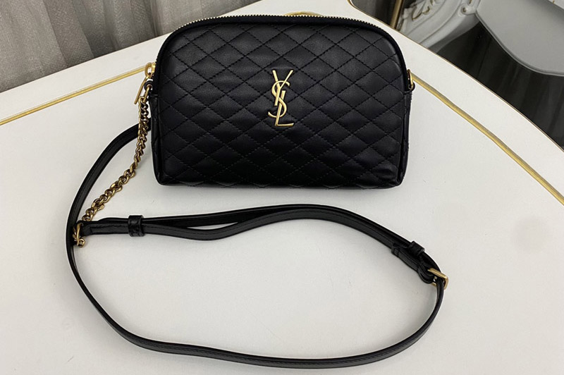 Saint Laurent 733667 YSL GABY CHAIN POUCH IN Black QUILTED LAMBSKIN