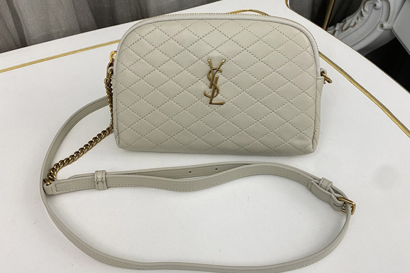 Saint Laurent 733667 YSL GABY CHAIN POUCH IN White QUILTED LAMBSKIN