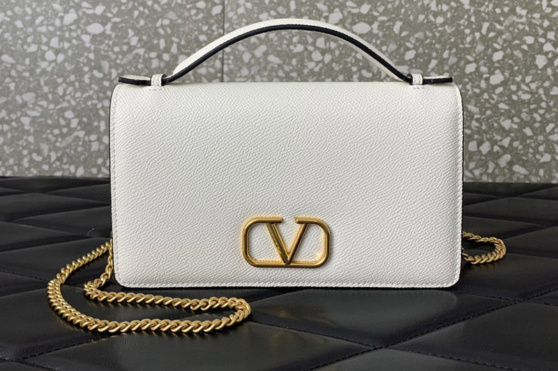 Valentino Small Garavani VSLING handbag with VLogo in White Leather
