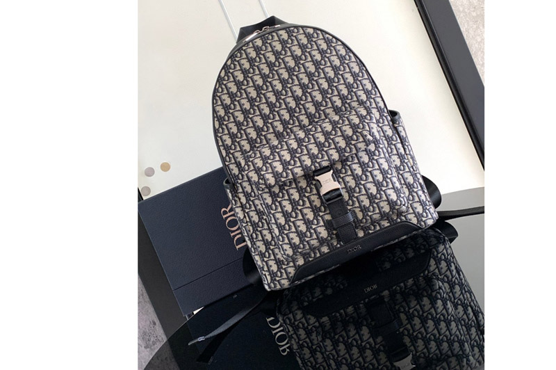 Dior 1ESBA012 Christian Dior Explorer Backpack in Beige and Black Dior Oblique Jacquard