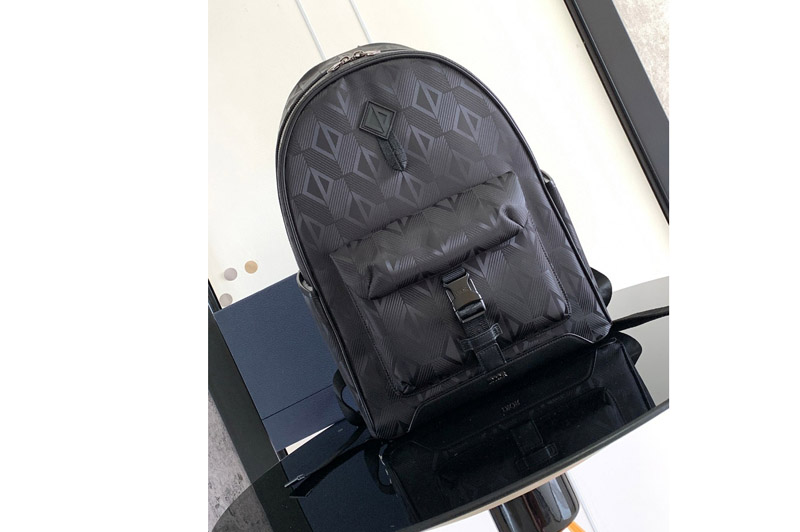 Dior 1ESBA012 Christian Dior Explorer Backpack in Black CD Diamond Canvas and Smooth Calfskin