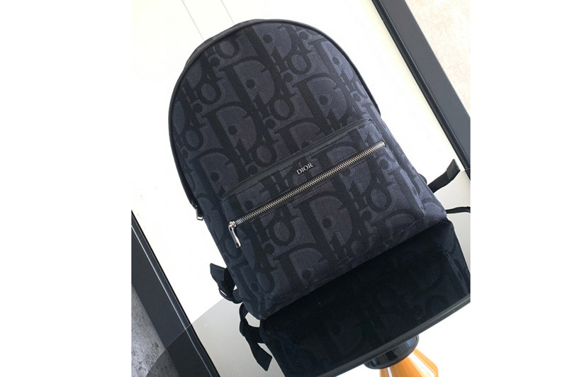 Dior 1ESBA088YXL Christian Dior Rider Backpack in Black Maxi Dior Oblique Jacquard
