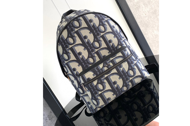Dior 1ESBA088YXL Christian Dior Rider Backpack in Beige and Black Maxi Dior Oblique Jacquard
