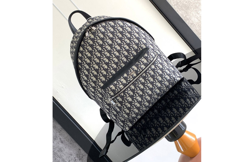 Dior 1VOBA088YKY Christian Dior Rider Backpack in Beige and Black Dior Oblique Jacquard