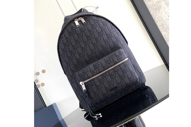 Christian Dior Small Rider Backpack in Black Dior Oblique Jacquard