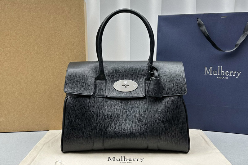 Mulberry Bayswater Bag in Black & Brass Small Classic Grain Leather
