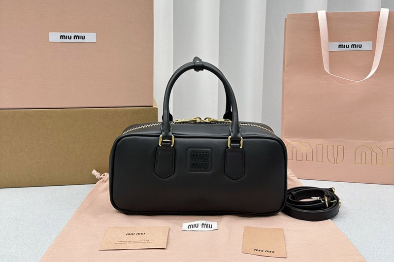 Miu Miu 5BB148 Arcadie leather bag in Black Leather
