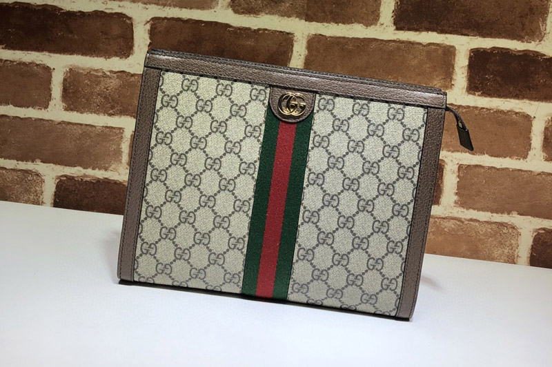 Gucci 625549 Ophidia pouch Bag in Beige/ebony GG Supreme canvas