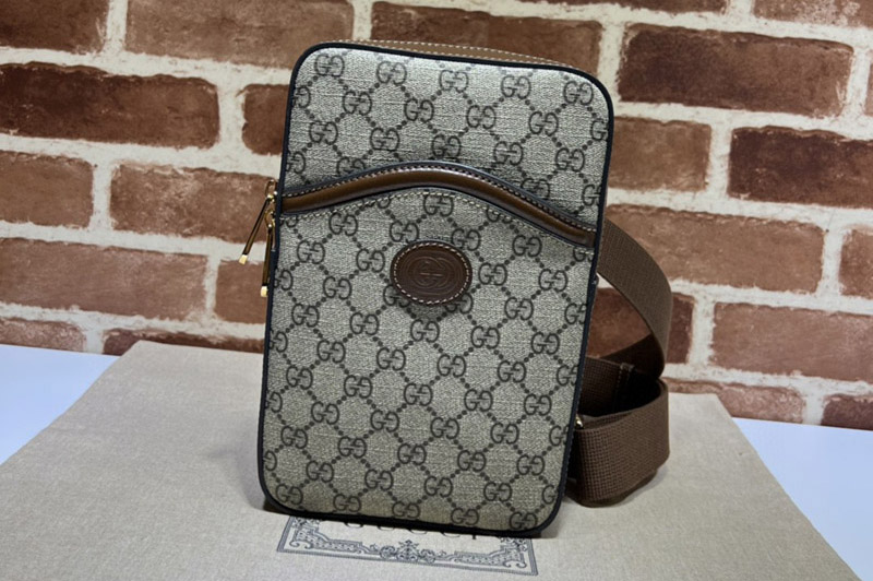 Gucci 696016 Interlocking G Sling Backpack in GG Supreme Canvas
