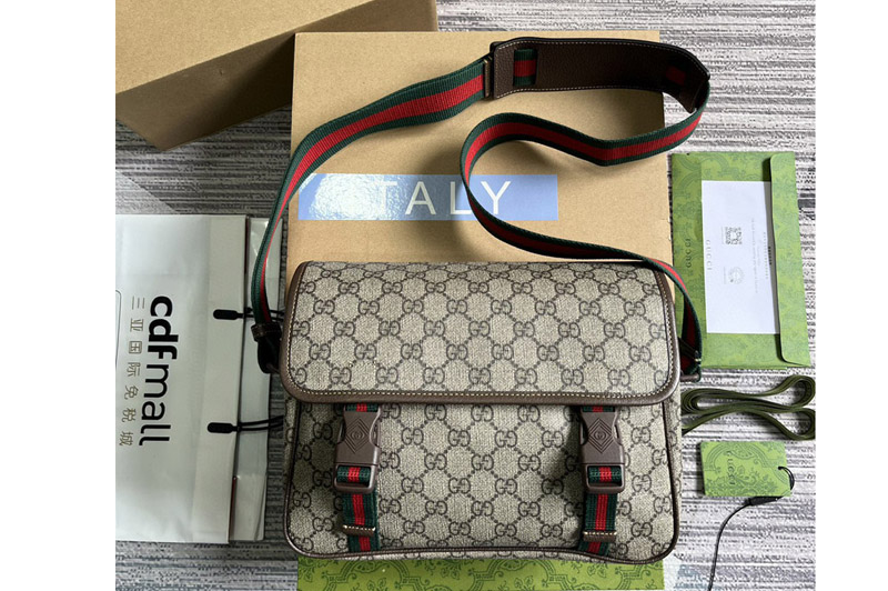 Gucci 760123 GG Messenger Bag in Beige and ebony GG Supreme