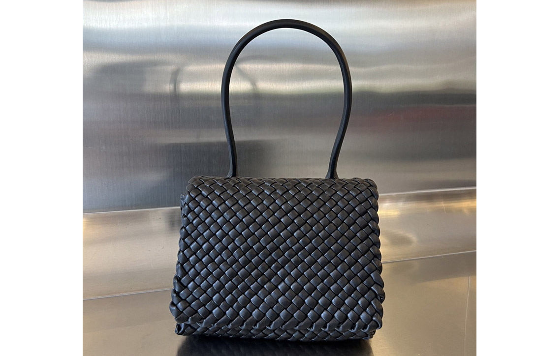 Bottega Veneta 709420 Patti Top Handle Bag in Black Leather