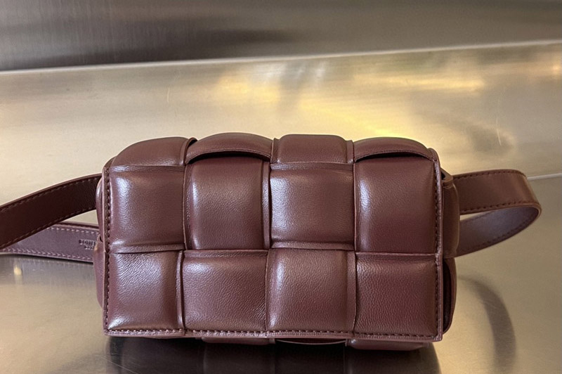 Bottega Veneta 710075 Padded Casette Belt Bag in Wine Red Leather