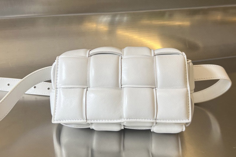 Bottega Veneta 710075 Padded Casette Belt Bag in White Leather