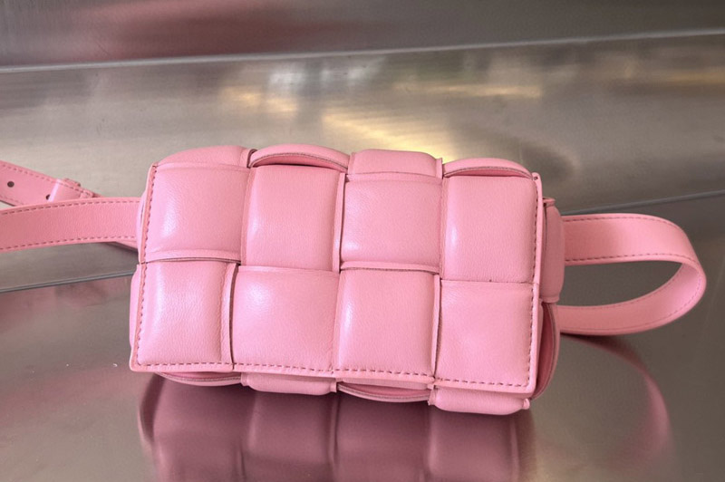 Bottega Veneta 710075 Padded Casette Belt Bag in Pink Leather