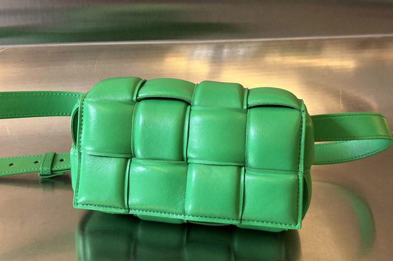 Bottega Veneta 710075 Padded Casette Belt Bag in Green Leather