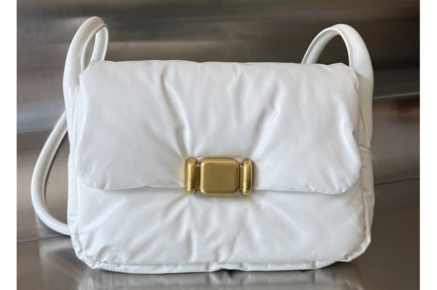Bottega Veneta 717237 Pad Crossbody Bag In White Leather