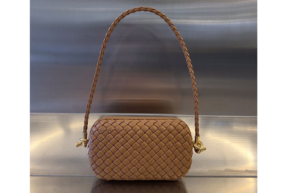 Bottega Veneta 717623 Knot On Strap Bag in Brown Leather