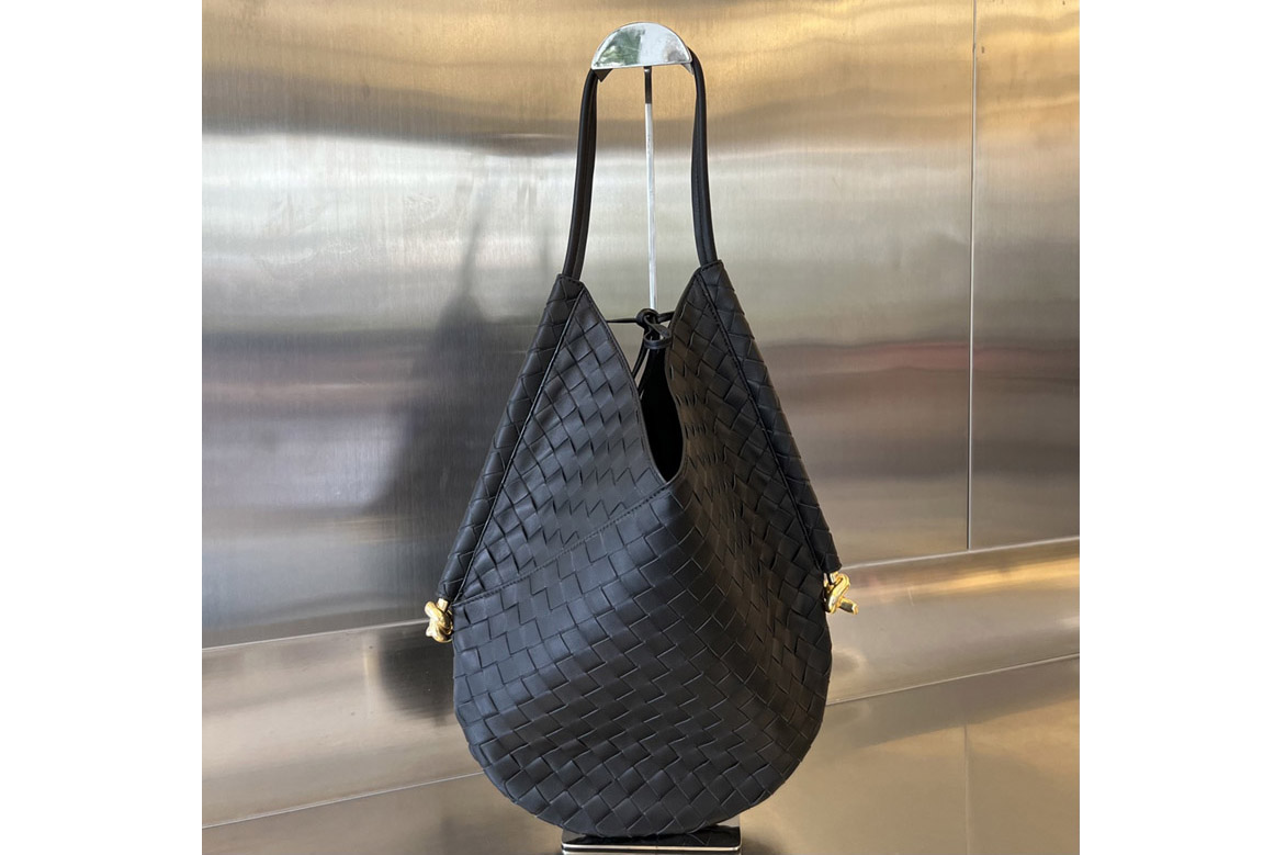 Bottega Veneta 740990 Solstice Shoulder Bag in Black Leather