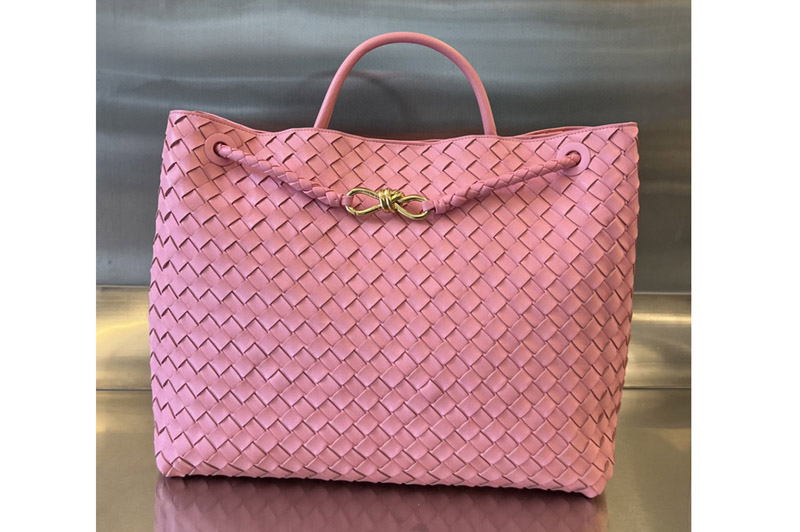 Bottega Veneta 766019 Large Andiamo Top handle bag in Pink Leather