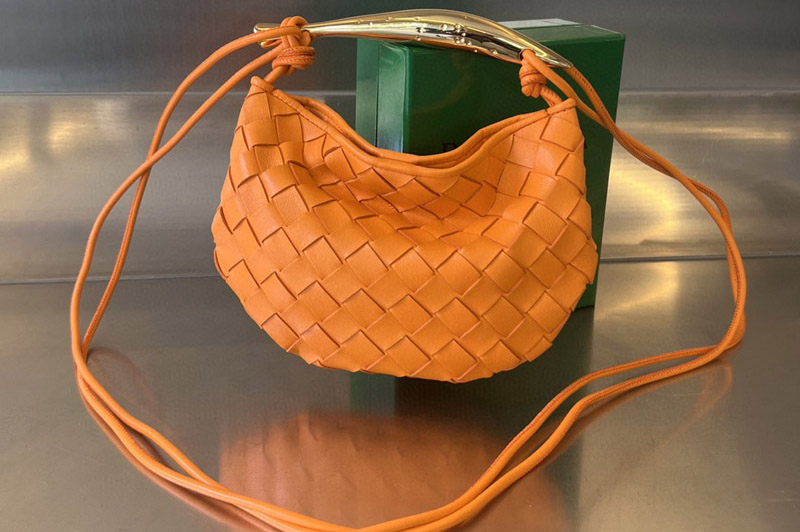 Bottega Veneta 744267 Mini Sardine Bag in Orange Intrecciato leather