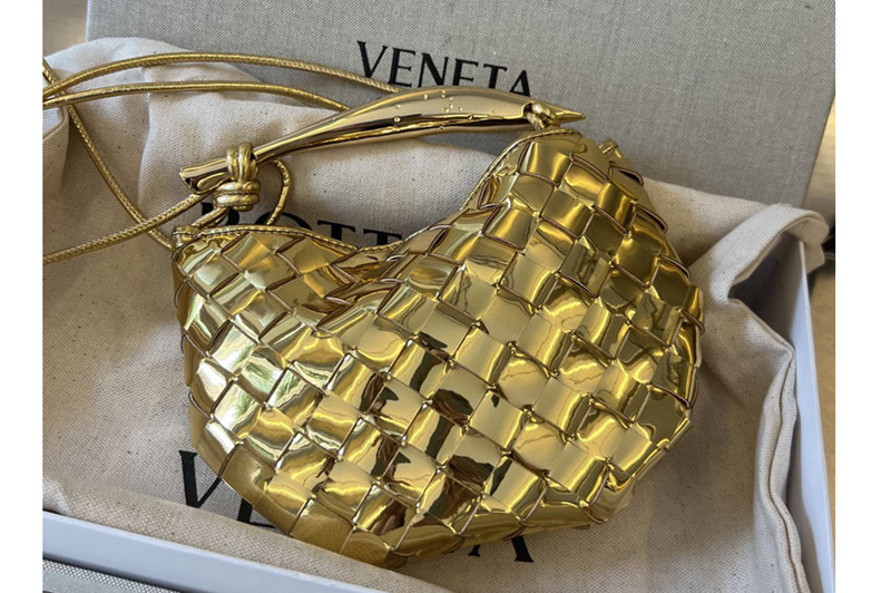 Bottega Veneta 744267 Mini Sardine Cross-body bag in Gold Leather