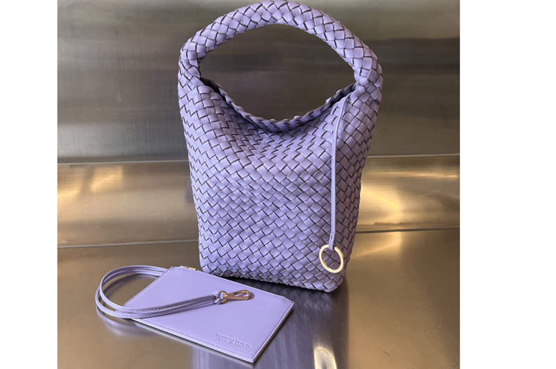 Bottega Veneta 753172 Small Cabat Bucket Bag in Purple Leather