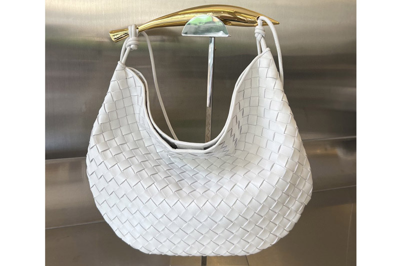 Bottega Veneta 754988 Medium Sardine Shoulder Bag in White Leather