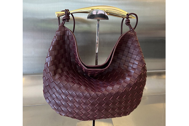 Bottega Veneta 754988 Medium Sardine Shoulder Bag in Wine Red Leather