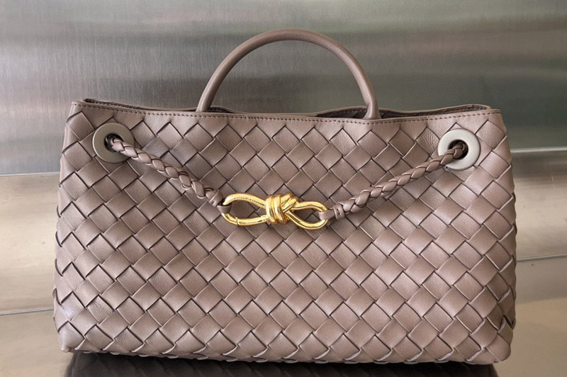 Bottega Veneta 754990 Small East/West Andiamo Top handle bag in Khaki Leather