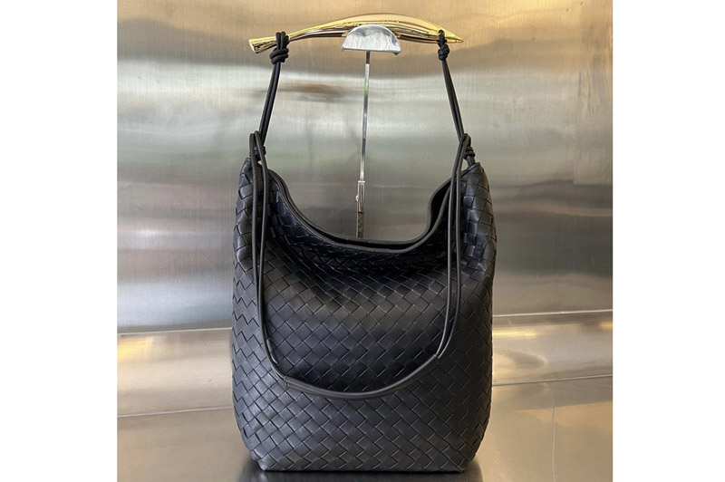 Bottega Veneta 765391 Sardine Hobo Shoulder bag in Black Leather