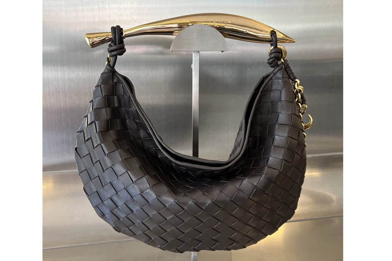 Bottega Veneta 776768 Sardine With Chain bag in Dark Brown Leather