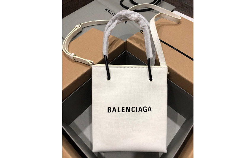 Balenciaga Shopping Bag in White squared calfskin