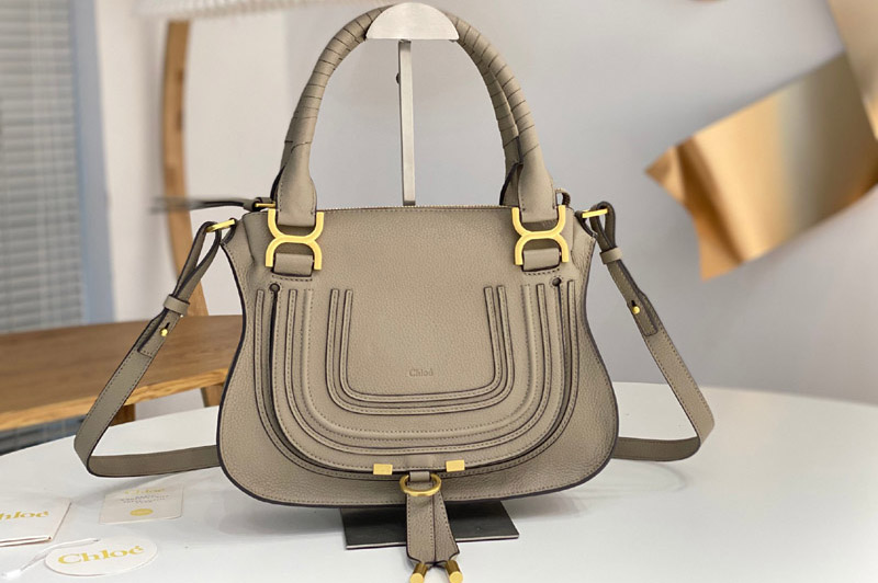 Chloe Marcie Small Double Carry Bag in Grey Leather