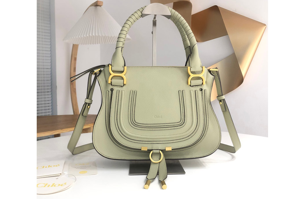Chloe Marcie Small Double Carry Bag in Avocado Leather