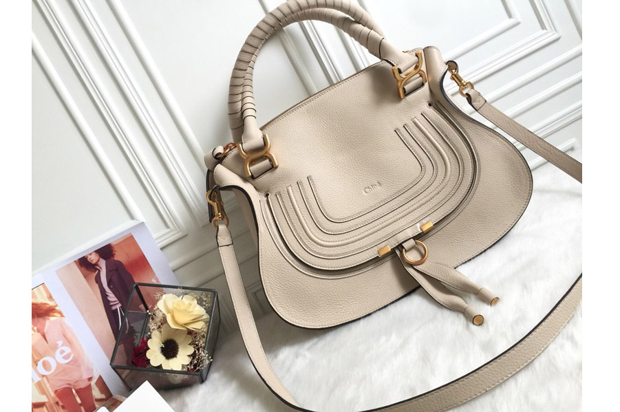 Chloe Marcie Double Carry Bag in Cream Leather