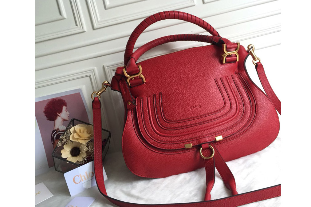 Chloe Marcie Double Carry Bag in Red Leather