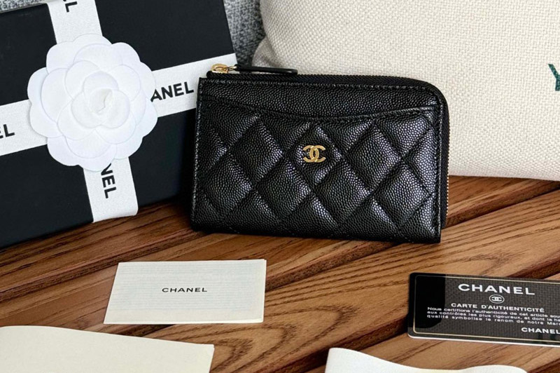CC AP3179 Classic Zipped Card Holder in Black Leather