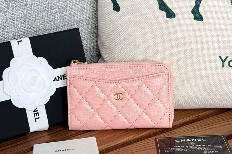 CC AP3179 Classic Zipped Card Holder in Pink Leather