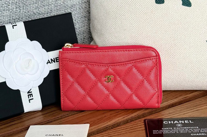 CC AP3179 Classic Zipped Card Holder in Red Leather