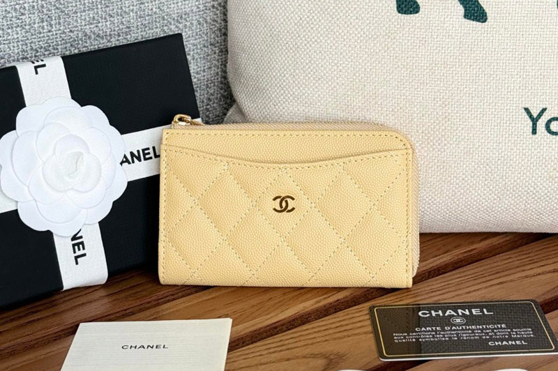 CC AP3179 Classic Zipped Card Holder in Yellow Leather