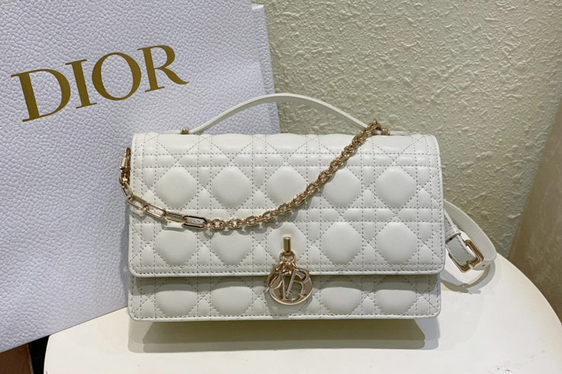 Dior M0997 Christian Dior Miss Dior Top Handle bag in White Cannage Lambskin