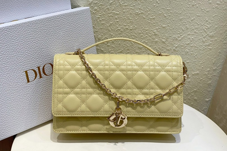 Dior M0997 Christian Dior Miss Dior Top Handle bag in Pastel Yellow Cannage Lambskin