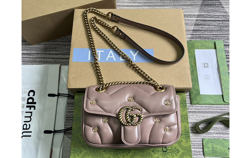 Gucci 446744 GG Marmont Mini shoulder bag in Pink Leather