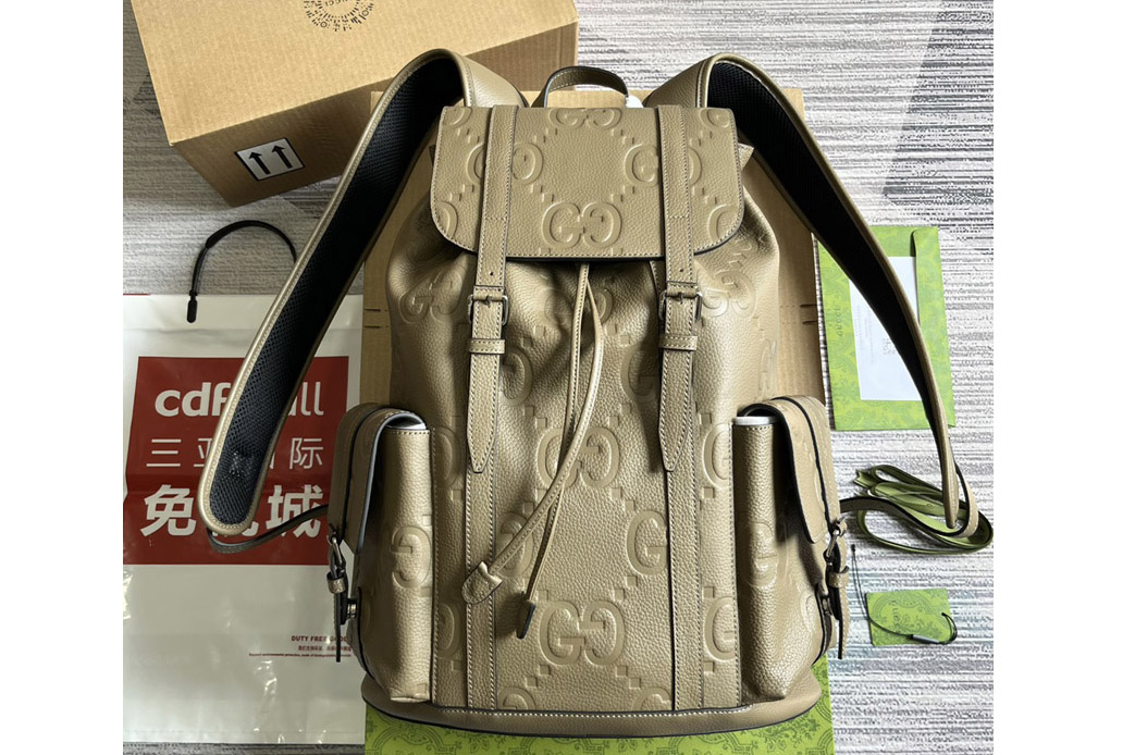 Gucci 625770 Jumbo GG Backpack in Grey jumbo GG leather