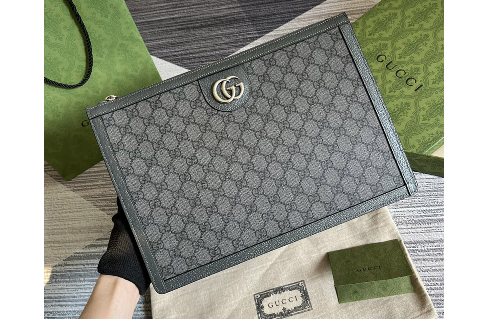 Gucci 674078 Ophidia GG Clutch in Grey and black GG Supreme canvas
